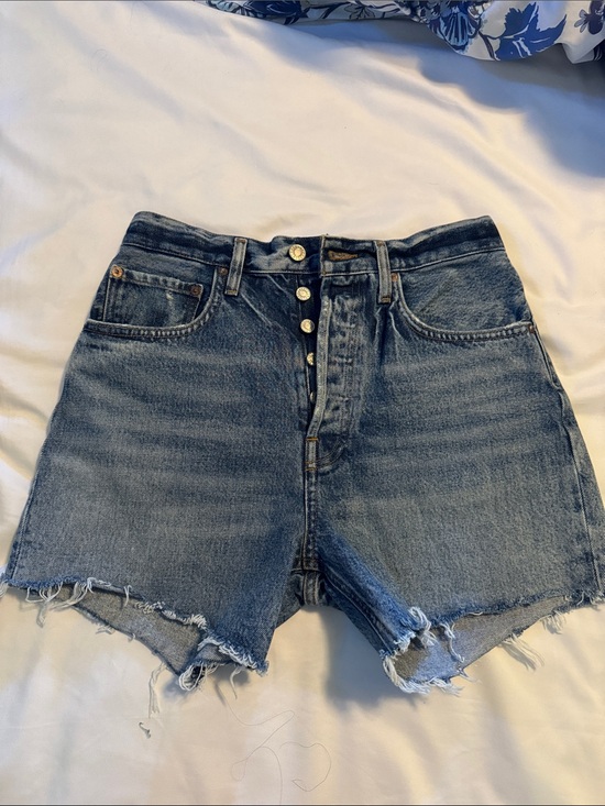 Agolde Pants - Agolde High-Rise Button-Fly Jean Shorts in Blue Wash